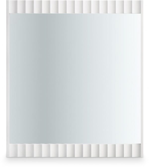 Modernist Wood Veneer And Stainless Steel Base Mirror