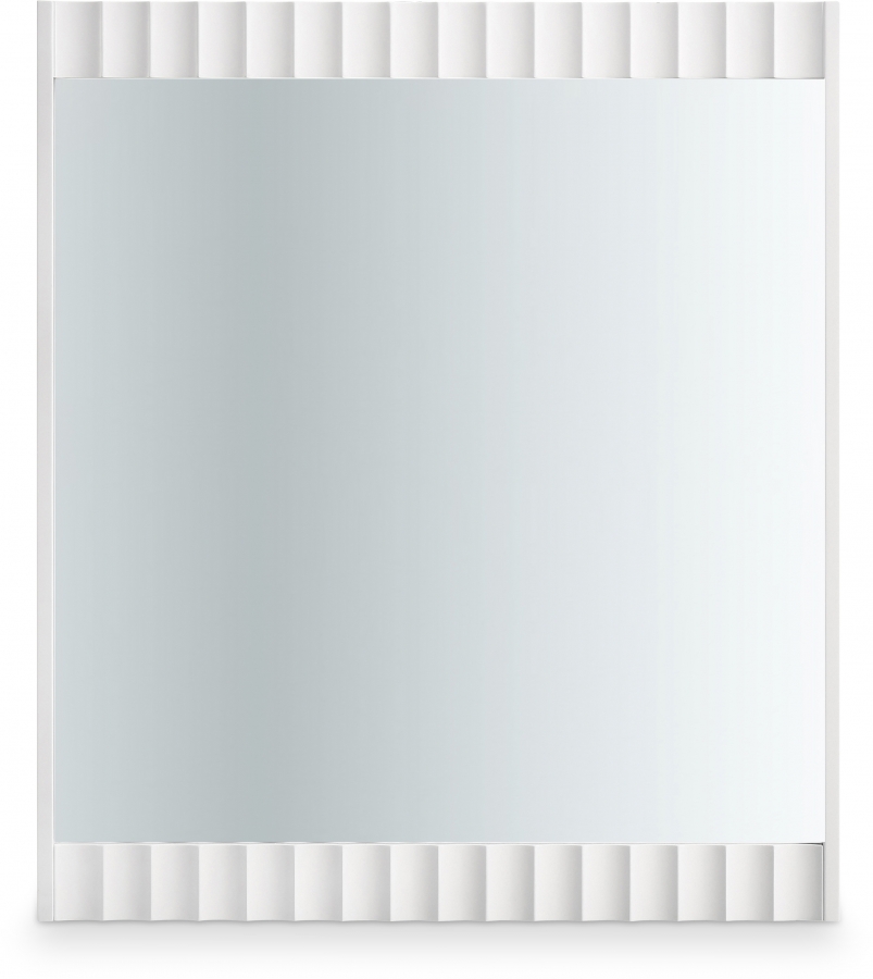 Modernist Wood Veneer And Stainless Steel Base Mirror
