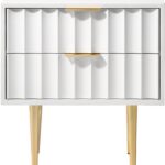 Modernist Wood Veneer And Stainless Steel Base Nightstand