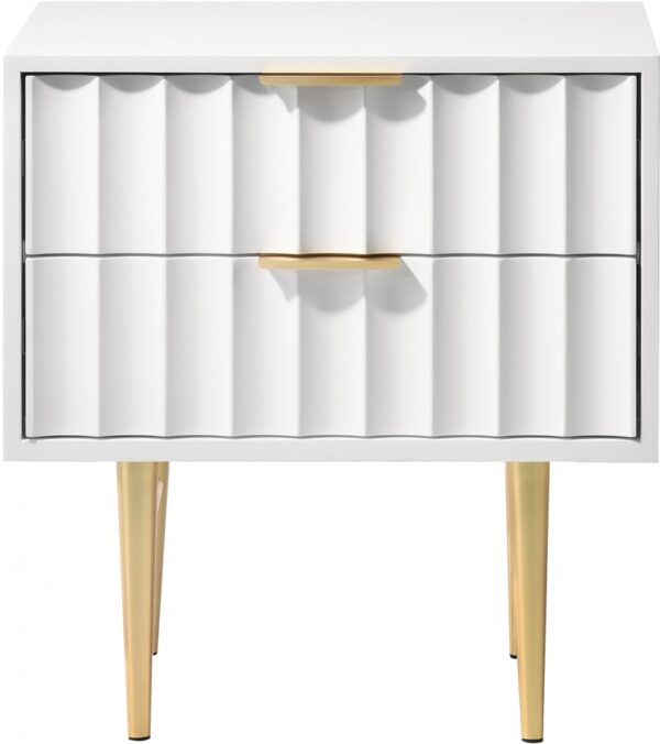 Modernist Wood Veneer And Stainless Steel Base Nightstand