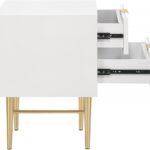 Modernist Wood Veneer And Stainless Steel Base Nightstand