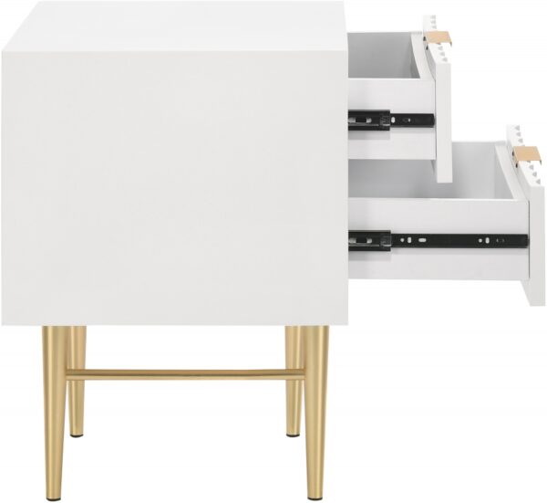 Modernist Wood Veneer And Stainless Steel Base Nightstand