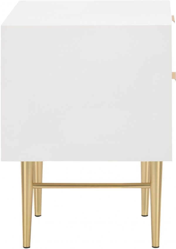 Modernist Wood Veneer And Stainless Steel Base Nightstand