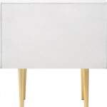 Modernist Wood Veneer And Stainless Steel Base Nightstand