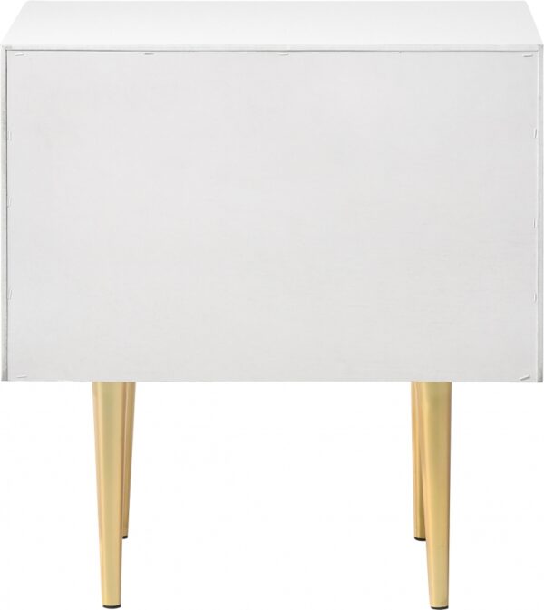 Modernist Wood Veneer And Stainless Steel Base Nightstand