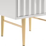 Modernist Wood Veneer And Stainless Steel Base Nightstand