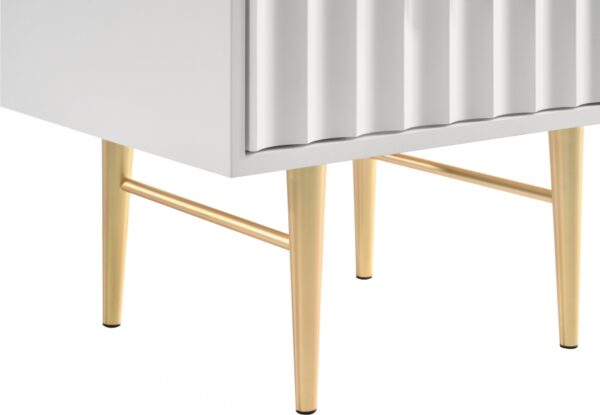 Modernist Wood Veneer And Stainless Steel Base Nightstand