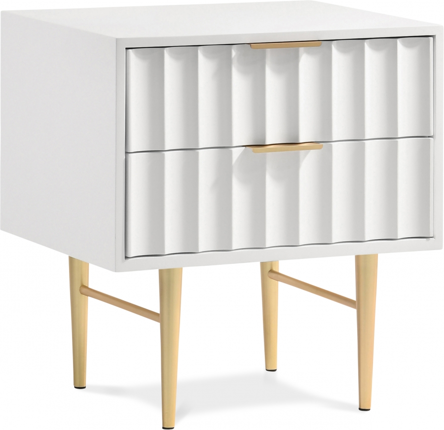 Modernist Wood Veneer And Stainless Steel Base Nightstand