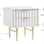 Modernist Wood Veneer And Stainless Steel Base Nightstand