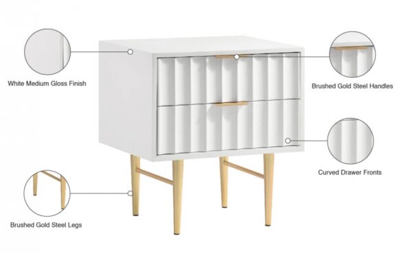 Modernist Wood Veneer And Stainless Steel Base Nightstand