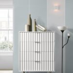 Modernist Wood Veneer And Stainless Steel Base Chest
