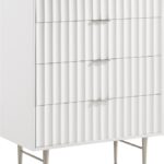 Modernist Wood Veneer And Stainless Steel Base Chest