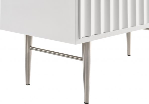 Modernist Wood Veneer And Stainless Steel Base Chest