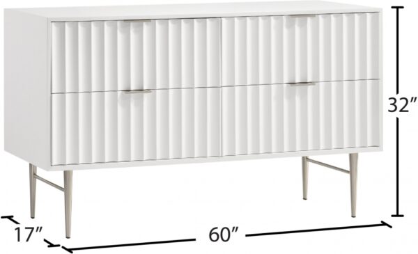 Modernist Wood Veneer And Stainless Steel Base Dresser