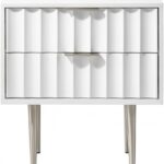 Modernist Wood Veneer And Stainless Steel Base Nightstand