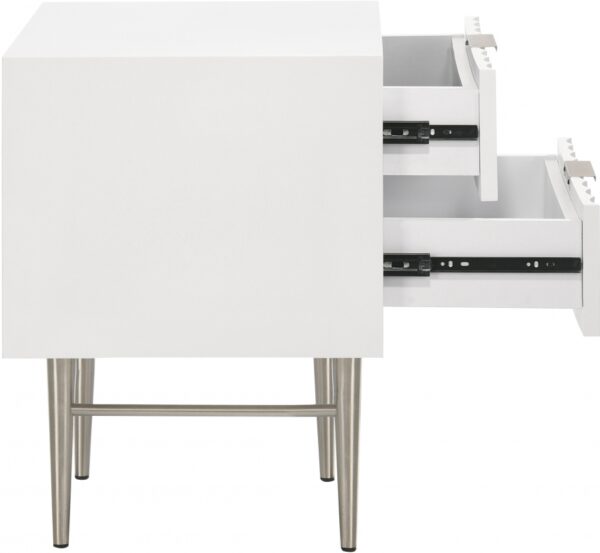 Modernist Wood Veneer And Stainless Steel Base Nightstand