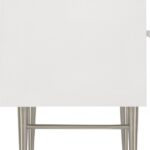 Modernist Wood Veneer And Stainless Steel Base Nightstand