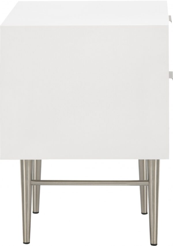 Modernist Wood Veneer And Stainless Steel Base Nightstand
