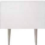 Modernist Wood Veneer And Stainless Steel Base Nightstand