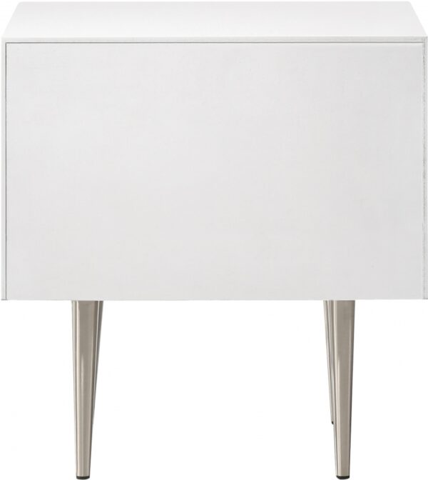 Modernist Wood Veneer And Stainless Steel Base Nightstand