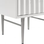 Modernist Wood Veneer And Stainless Steel Base Nightstand