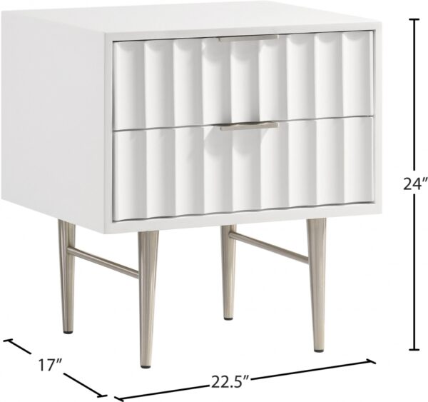 Modernist Wood Veneer And Stainless Steel Base Nightstand