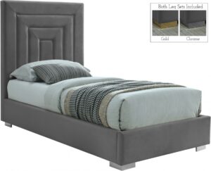Nora Velvet Upholstered Twin Bed