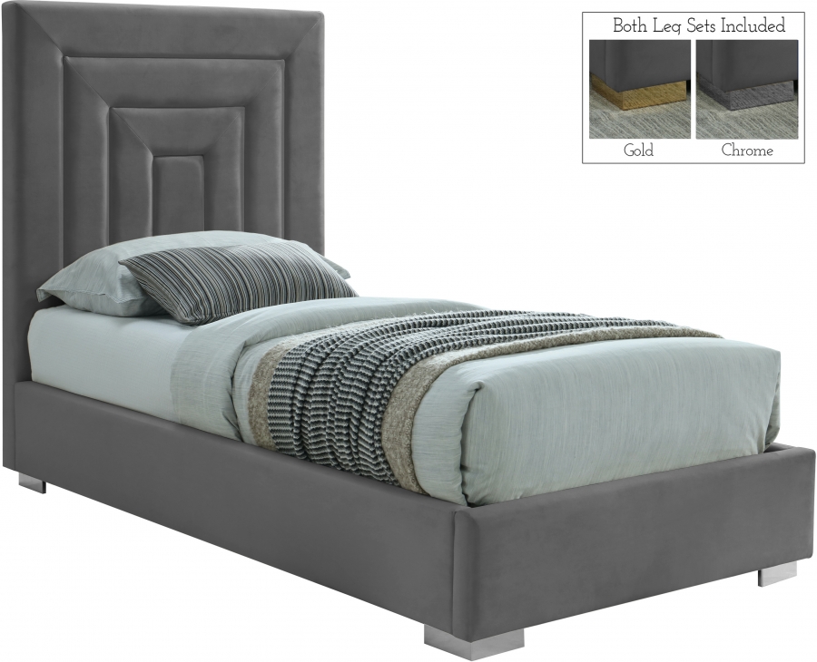 Nora Velvet Upholstered Twin Bed
