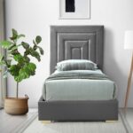 Nora Velvet Upholstered Twin Bed