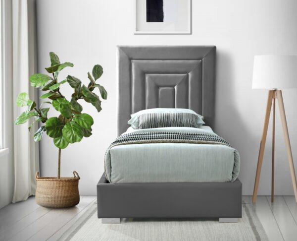 Nora Velvet Upholstered Twin Bed