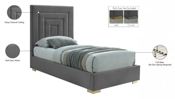 Nora Velvet Upholstered Twin Bed