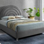 Rainbow Velvet Upholstered Bed