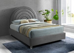 Rainbow Velvet Upholstered Bed