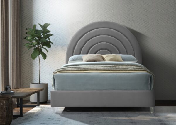 Rainbow Velvet Upholstered Bed