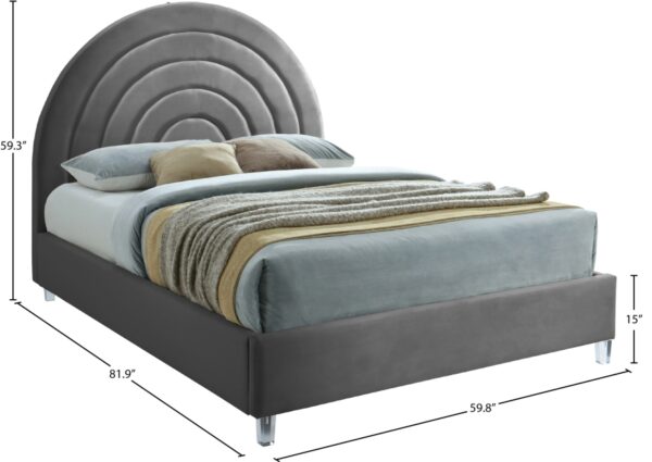 Rainbow Velvet Upholstered Bed