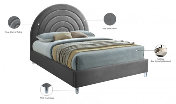 Rainbow Velvet Upholstered Bed