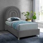 Rainbow Velvet Upholstered Twin Bed