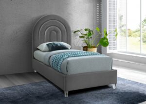 Rainbow Velvet Upholstered Twin Bed