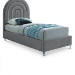 Rainbow Velvet Upholstered Twin Bed