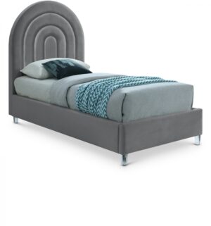 Rainbow Velvet Upholstered Twin Bed