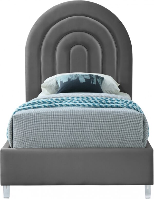Rainbow Velvet Upholstered Twin Bed