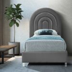 Rainbow Velvet Upholstered Twin Bed