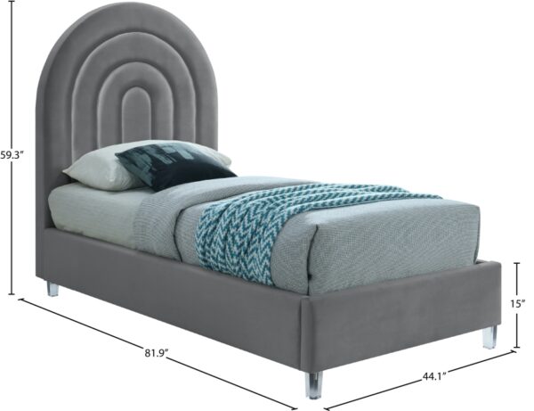 Rainbow Velvet Upholstered Twin Bed