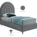 Rainbow Velvet Upholstered Twin Bed