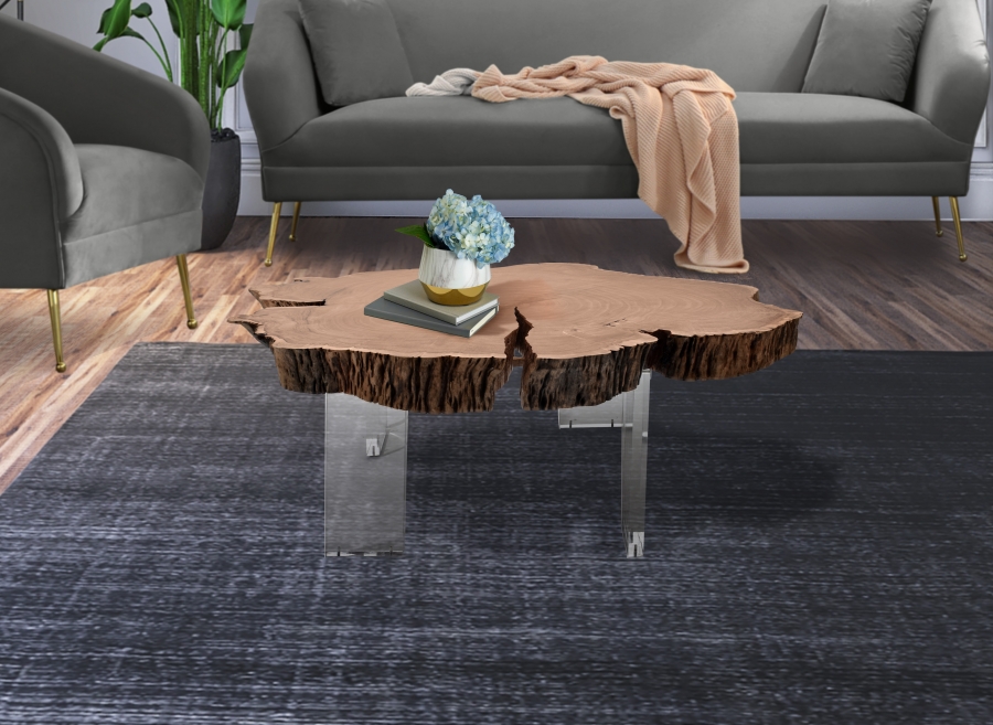 Woodland Acacia Wood Top And Acrylic Base Coffee Table