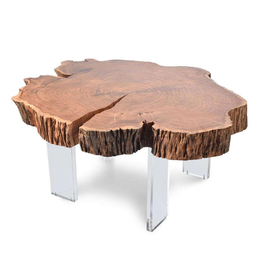 Woodland Acacia Wood Top And Acrylic Base Coffee Table