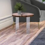 Woodland Acacia Wood Top And Acrylic Base End / Side Table