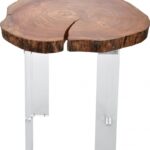 Woodland Acacia Wood Top And Acrylic Base End / Side Table