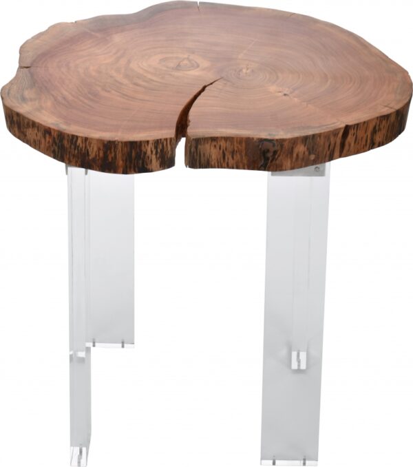 Woodland Acacia Wood Top And Acrylic Base End / Side Table