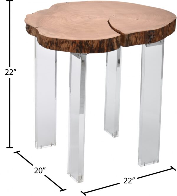 Woodland Acacia Wood Top And Acrylic Base End / Side Table